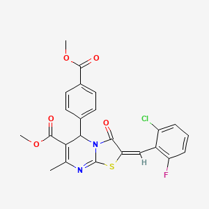 molecular formula C24H18ClFN2O5S B12032144 Methyl 2-(2-chloro-6-fluorobenzylidene)-5-(4-(methoxycarbonyl)phenyl)-7-methyl-3-oxo-3,5-dihydro-2H-thiazolo[3,2-a]pyrimidine-6-carboxylate CAS No. 609795-47-3