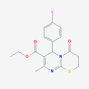 molecular formula C17H17IN2O3S B12032161 ethyl 6-(4-iodophenyl)-8-methyl-4-oxo-3,4-dihydro-2H,6H-pyrimido[2,1-b][1,3]thiazine-7-carboxylate CAS No. 617697-14-0