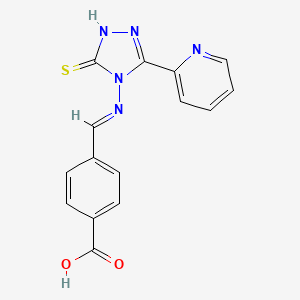 molecular formula C15H11N5O2S B12032194 4-(((3-(Pyridin-2-yl)-5-thioxo-1H-1,2,4-triazol-4(5H)-yl)imino)methyl)benzoic acid 