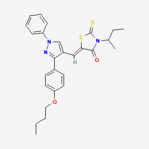 molecular formula C27H29N3O2S2 B12032246 (5Z)-5-{[3-(4-Butoxyphenyl)-1-phenyl-1H-pyrazol-4-YL]methylene}-3-sec-butyl-2-thioxo-1,3-thiazolidin-4-one CAS No. 623935-34-2
