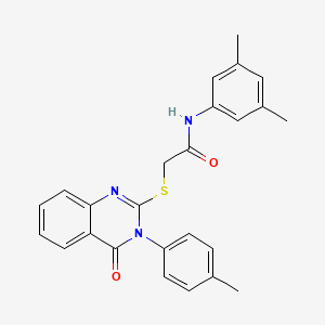 molecular formula C25H23N3O2S B12032292 N-(3,5-dimethylphenyl)-2-{[3-(4-methylphenyl)-4-oxo-3,4-dihydroquinazolin-2-yl]sulfanyl}acetamide CAS No. 474297-00-2