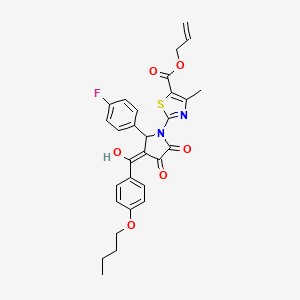 molecular formula C29H27FN2O6S B12032315 Allyl 2-[3-(4-butoxybenzoyl)-2-(4-fluorophenyl)-4-hydroxy-5-oxo-2,5-dihydro-1H-pyrrol-1-YL]-4-methyl-1,3-thiazole-5-carboxylate CAS No. 609796-60-3