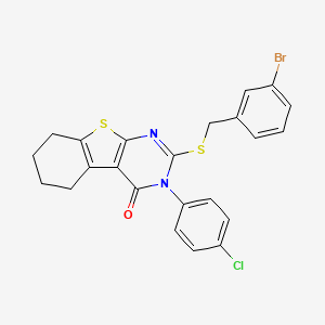 molecular formula C23H18BrClN2OS2 B12032397 2-[(3-bromobenzyl)sulfanyl]-3-(4-chlorophenyl)-5,6,7,8-tetrahydro[1]benzothieno[2,3-d]pyrimidin-4(3H)-one CAS No. 618432-12-5