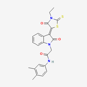 molecular formula C23H21N3O3S2 B12032500 N-(3,4-dimethylphenyl)-2-[(3Z)-3-(3-ethyl-4-oxo-2-thioxo-1,3-thiazolidin-5-ylidene)-2-oxo-2,3-dihydro-1H-indol-1-yl]acetamide CAS No. 617698-39-2