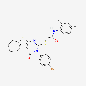 molecular formula C26H24BrN3O2S2 B12032863 2-{[3-(4-bromophenyl)-4-oxo-3,4,5,6,7,8-hexahydro[1]benzothieno[2,3-d]pyrimidin-2-yl]sulfanyl}-N-(2,4-dimethylphenyl)acetamide CAS No. 476484-31-8