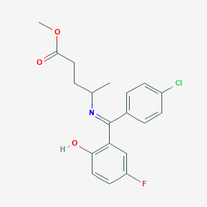 molecular formula C19H19ClFNO3 B012033 Methyl 4-(((4-chlorophenyl)(5-fluoro-2-hydroxyphenyl)methylene)amino)pentanoate CAS No. 104775-07-7