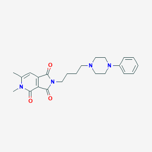 molecular formula C23H28N4O3 B120330 1H-Pyrrolo(3,4-c)pyridine-1,3,4(2H,5H)-trione, 5,6-dimethyl-2-(4-(4-phenyl-1-piperazinyl)butyl)- CAS No. 147297-18-5