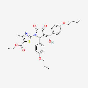 molecular formula C31H34N2O7S B12033028 Ethyl 2-(3-(4-butoxybenzoyl)-4-hydroxy-5-oxo-2-(4-propoxyphenyl)-2,5-dihydro-1H-pyrrol-1-YL)-4-methyl-1,3-thiazole-5-carboxylate CAS No. 609796-52-3