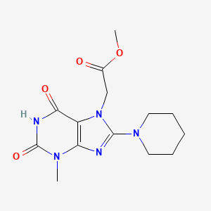 molecular formula C14H19N5O4 B12033030 Methyl 2-(3-methyl-2,6-dioxo-8-(piperidin-1-yl)-2,3-dihydro-1H-purin-7(6H)-yl)acetate CAS No. 332388-36-0