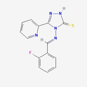 molecular formula C14H10FN5S B12033063 4-((2-Fluorobenzylidene)amino)-5-(pyridin-2-yl)-4H-1,2,4-triazole-3-thiol CAS No. 613248-16-1