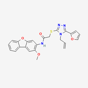 molecular formula C24H20N4O4S B12033071 2-{[4-Allyl-5-(2-furyl)-4H-1,2,4-triazol-3-YL]sulfanyl}-N-(2-methoxydibenzo[B,D]furan-3-YL)acetamide CAS No. 573698-36-9