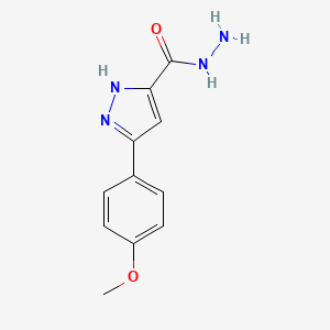 molecular formula C11H12N4O2 B1203310 3-(4-methoxyphenyl)-1H-pyrazole-5-carbohydrazide CAS No. 370096-68-7