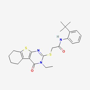 molecular formula C24H29N3O2S2 B12033121 N-(2-tert-butylphenyl)-2-[(3-ethyl-4-oxo-3,4,5,6,7,8-hexahydro[1]benzothieno[2,3-d]pyrimidin-2-yl)sulfanyl]acetamide CAS No. 579443-11-1