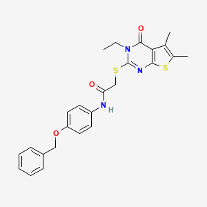 molecular formula C25H25N3O3S2 B12033217 N-(4-(Benzyloxy)phenyl)-2-((3-ethyl-5,6-dimethyl-4-oxo-3,4-dihydrothieno[2,3-d]pyrimidin-2-yl)thio)acetamide CAS No. 335399-70-7