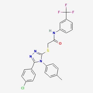 molecular formula C24H18ClF3N4OS B12033273 2-{[5-(4-chlorophenyl)-4-(4-methylphenyl)-4H-1,2,4-triazol-3-yl]sulfanyl}-N-[3-(trifluoromethyl)phenyl]acetamide CAS No. 443740-19-0