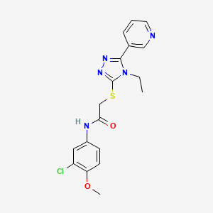 molecular formula C18H18ClN5O2S B12033305 N-(3-chloro-4-methoxyphenyl)-2-{[4-ethyl-5-(pyridin-3-yl)-4H-1,2,4-triazol-3-yl]sulfanyl}acetamide CAS No. 618416-30-1