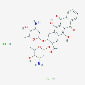 9-acetyl-8,9-bis[(4-amino-5-hydroxy-6-methyloxan-2-yl)oxy]-6,11-dihydroxy-8,10-dihydro-7H-tetracene-5,12-dione;dihydrochloride