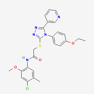 molecular formula C25H24ClN5O3S B12033328 N-(4-chloro-2-methoxy-5-methylphenyl)-2-{[4-(4-ethoxyphenyl)-5-(pyridin-3-yl)-4H-1,2,4-triazol-3-yl]sulfanyl}acetamide 