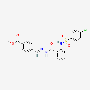 molecular formula C22H18ClN3O5S B12033332 methyl 4-[(E)-[[2-[(4-chlorophenyl)sulfonylamino]benzoyl]hydrazinylidene]methyl]benzoate CAS No. 477733-79-2