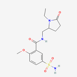 molecular formula C15H21N3O5S B1203337 N-((1-Ethyl-5-oxo-2-pyrrolidinyl)methyl)-5-sulfamoyl-2-anisamide CAS No. 67381-53-7