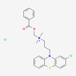 molecular formula C25H26Cl2N2O2S B1203342 10H-Phenothiazine-10-propanaminium, N-((benzoyloxy)methyl)-2-chloro-N,N-dimethyl-, chloride CAS No. 76637-14-4