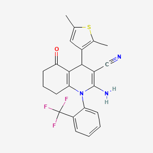 molecular formula C23H20F3N3OS B12033450 2-Amino-4-(2,5-dimethylthiophen-3-yl)-5-oxo-1-(2-(trifluoromethyl)phenyl)-1,4,5,6,7,8-hexahydroquinoline-3-carbonitrile CAS No. 441783-51-3