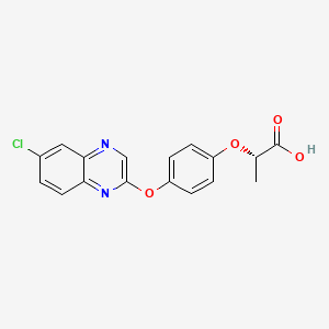 molecular formula C17H13ClN2O4 B1203349 Propanoic acid, 2-(4-((6-chloro-2-quinoxalinyl)oxy)phenoxy)-, (2S)- CAS No. 100760-08-5