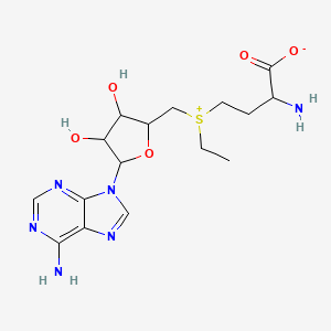 molecular formula C16H24N6O5S B1203361 2-Amino-4-[[5-(6-aminopurin-9-yl)-3,4-dihydroxyoxolan-2-yl]methyl-ethylsulfonio]butanoate CAS No. 524-70-9