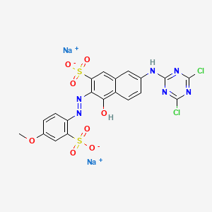B1203365 2-Naphthalenesulfonic acid, 7-((4,6-dichloro-1,3,5-triazin-2-yl)amino)-4-hydroxy-3-((4-methoxy-2-sulfophenyl)azo)-, disodium salt CAS No. 25489-36-5