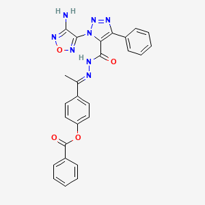 molecular formula C26H20N8O4 B12033761 4-(1-(2-(1-(4-Amino-1,2,5-oxadiazol-3-yl)-4-phenyl-1H-1,2,3-triazole-5-carbonyl)hydrazono)ethyl)phenyl benzoate CAS No. 478251-02-4