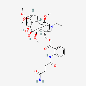 molecular formula C36H51N3O10 B1203384 Aconitane-7,8-diol, 4-(((2-((4-amino-1,4-dioxobutyl)amino)benzoyl)oxy)methyl)-20-ethyl-1,6,14,16-tetramethoxy-, (1alpha,6beta,14alpha,16beta)- 