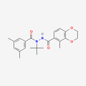 molecular formula C23H28N2O4 B1203394 N-(Tert-butyl)-3,5-dimethyl-N'-[(5-methyl-2,3-dihydro-1,4-benzodioxin-6-YL)carbonyl]benzohydrazide 