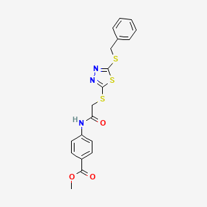 molecular formula C19H17N3O3S3 B12033983 Methyl 4-(2-((5-(benzylthio)-1,3,4-thiadiazol-2-yl)thio)acetamido)benzoate CAS No. 477330-85-1