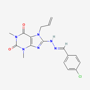 molecular formula C17H17ClN6O2 B12034065 4-Chlorobenzaldehyde (7-allyl-1,3-dimethyl-2,6-dioxo-2,3,6,7-tetrahydro-1H-purin-8-YL)hydrazone 