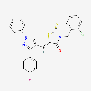 molecular formula C26H17ClFN3OS2 B12034095 (5Z)-3-(2-Chlorobenzyl)-5-{[3-(4-fluorophenyl)-1-phenyl-1H-pyrazol-4-YL]methylene}-2-thioxo-1,3-thiazolidin-4-one CAS No. 623935-52-4