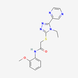molecular formula C17H18N6O2S B12034124 2-((4-Ethyl-5-(pyrazin-2-yl)-4H-1,2,4-triazol-3-yl)thio)-N-(2-methoxyphenyl)acetamide CAS No. 578003-17-5
