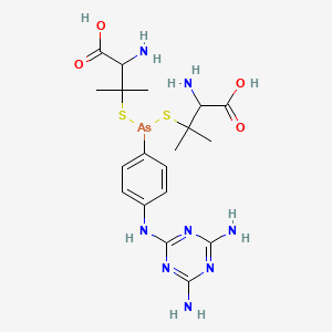 molecular formula C19H29AsN8O4S2 B1203418 (4,6-Diamino-1,3,5-triazinyl-2-amino-4-phenylarsino)-di-D-3-thio-2-amino-3-methylbutyric acid CAS No. 42365-35-5