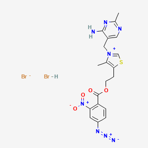 molecular formula C19H20Br2N8O4S B1203431 Thiazolium, 3-((4-amino-2-methyl-5-pyrimidinyl)methyl)-5-(2-((4-azido-2-nitrobenzoyl)oxy)ethyl)-4-methyl-, bromide, monohydrobromide CAS No. 78897-57-1