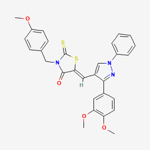 molecular formula C29H25N3O4S2 B12034331 (5Z)-5-{[3-(3,4-Dimethoxyphenyl)-1-phenyl-1H-pyrazol-4-YL]methylene}-3-(4-methoxybenzyl)-2-thioxo-1,3-thiazolidin-4-one CAS No. 623935-83-1