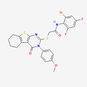 molecular formula C25H20BrF2N3O3S2 B12034451 N-(2-bromo-4,6-difluorophenyl)-2-{[3-(4-methoxyphenyl)-4-oxo-3,4,5,6,7,8-hexahydro[1]benzothieno[2,3-d]pyrimidin-2-yl]sulfanyl}acetamide CAS No. 476484-95-4