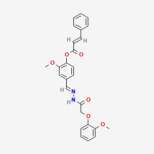 molecular formula C26H24N2O6 B12034477 2-Meo-4-(2-((2-methoxyphenoxy)acetyl)carbohydrazonoyl)phenyl 3-phenylacrylate 
