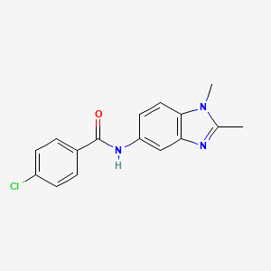 molecular formula C16H14ClN3O B1203454 4-chloro-N-(1,2-dimethyl-5-benzimidazolyl)benzamide 