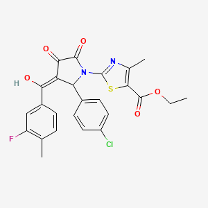 molecular formula C25H20ClFN2O5S B12034799 ethyl 2-{2-(4-chlorophenyl)-3-[(3-fluoro-4-methylphenyl)carbonyl]-4-hydroxy-5-oxo-2,5-dihydro-1H-pyrrol-1-yl}-4-methyl-1,3-thiazole-5-carboxylate 