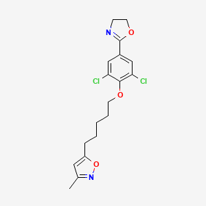 molecular formula C18H20Cl2N2O3 B1203490 5-(5-(2,6-Dichloro-4-(4,5-Dihydro-2-Oxazoly)phenoxy)pentyl)-3-Methyl Isoxazole CAS No. 107355-45-3