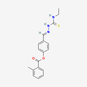 molecular formula C18H19N3O2S B12034936 4-(2-((Ethylamino)carbothioyl)carbohydrazonoyl)phenyl 2-methylbenzoate CAS No. 477730-98-6