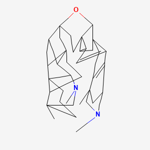 molecular formula C42H58N2O B1203494 (1R,1'R,5R,5'R,9R,11'R,14R,14'S,16S,17'R,18'R,19S,21R)-5,5',7,7'-tetramethylspiro[20-oxa-7-azaheptacyclo[13.6.1.15,9.01,12.04,11.014,16.016,21]tricosa-4(11),12-diene-19,12'-7-azahexacyclo[9.6.2.01,8.05,17.09,14.014,18]nonadecane] 