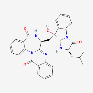 molecular formula C31H29N5O4 B1203501 (7S)-7-[[(2S)-4-hydroxy-2-(2-methylpropyl)-1-oxo-3,3a-dihydro-2H-imidazo[1,2-a]indol-4-yl]methyl]-6,7-dihydroquinazolino[3,2-a][1,4]benzodiazepine-5,13-dione 