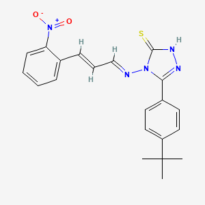 molecular formula C21H21N5O2S B12035035 5-(4-tert-butylphenyl)-4-{[(E,2E)-3-(2-nitrophenyl)-2-propenylidene]amino}-4H-1,2,4-triazol-3-yl hydrosulfide 