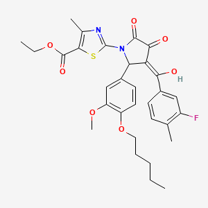 molecular formula C31H33FN2O7S B12035054 ethyl 2-{3-(3-fluoro-4-methylbenzoyl)-4-hydroxy-2-[3-methoxy-4-(pentyloxy)phenyl]-5-oxo-2,5-dihydro-1H-pyrrol-1-yl}-4-methyl-1,3-thiazole-5-carboxylate 