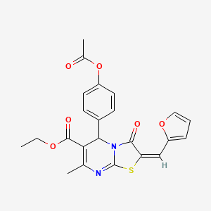 molecular formula C23H20N2O6S B12035104 Ethyl 5-(4-acetoxyphenyl)-2-(furan-2-ylmethylene)-7-methyl-3-oxo-3,5-dihydro-2H-thiazolo[3,2-a]pyrimidine-6-carboxylate CAS No. 313966-49-3